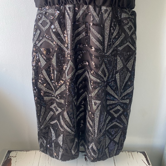 Vince Camuto Black Sequin Sleeveless Cocktail Dress Size 10 Blouson Halter - Picture 4 of 14